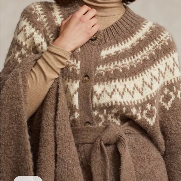 NWT Polo Ralph Lauren Fair Isle Wool-Blend Cape Cardigan - Picture 4 of 7
